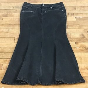 Bisou Bisou Black Denim Mermaid Cut Skirt Size 8